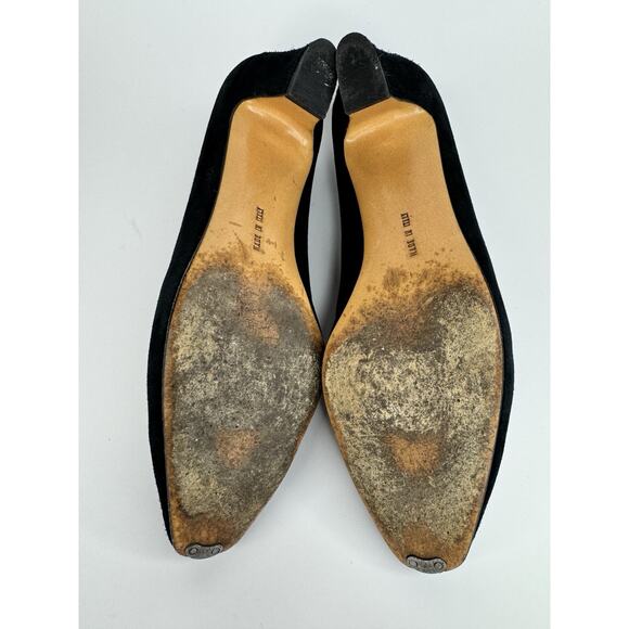 Vintage Salvatore Ferragamo Womans Black Suede Pumps Size 8B Kitten Block Heels - Picture 7 of 11